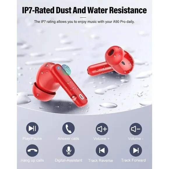 Wireless Earbuds, Bluetooth 5.4 Headphones Bass Stereo with Noise Cancelling Mic